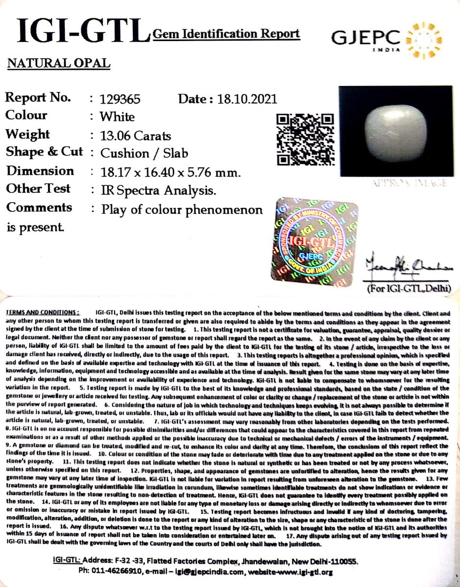 13.06/CT Natural Fire Opal with Govt. Lab Certificate-3441