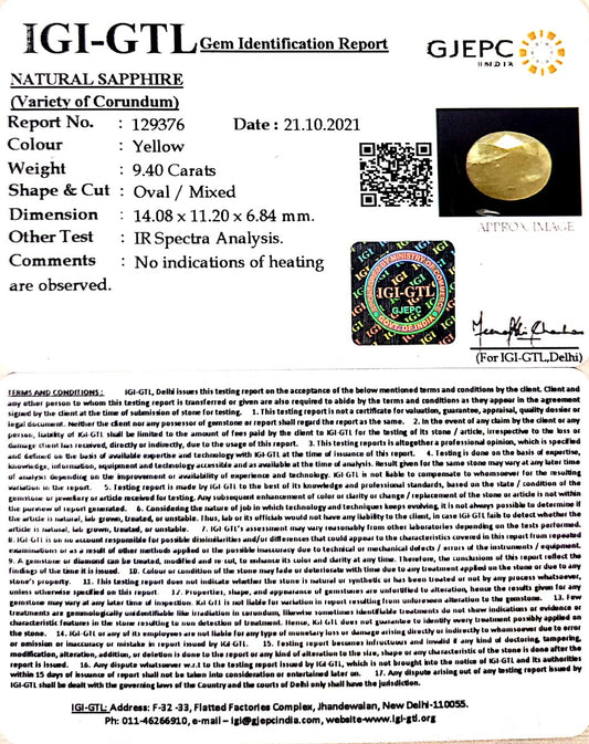 9.40/CT Natural Ceylonese Pukhraj with Govt Lab Certificate-4551