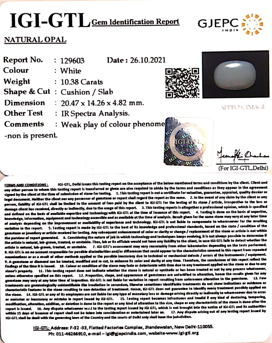 11.52 Ratti Natural Opal with Govt. Lab Certificate (1221)