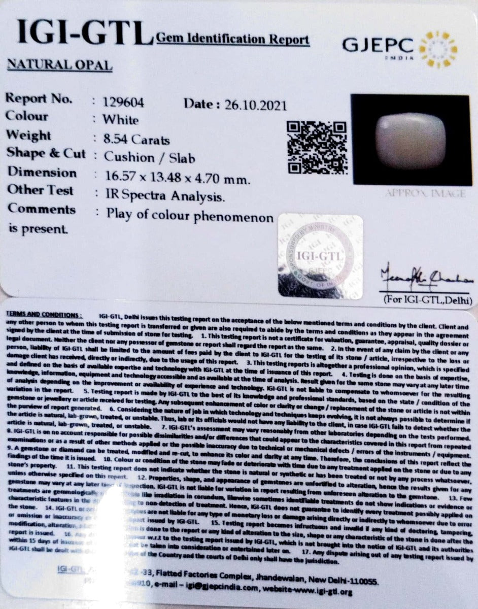 9.47 Ratti Natural Opal with Govt. Lab Certificate (832)