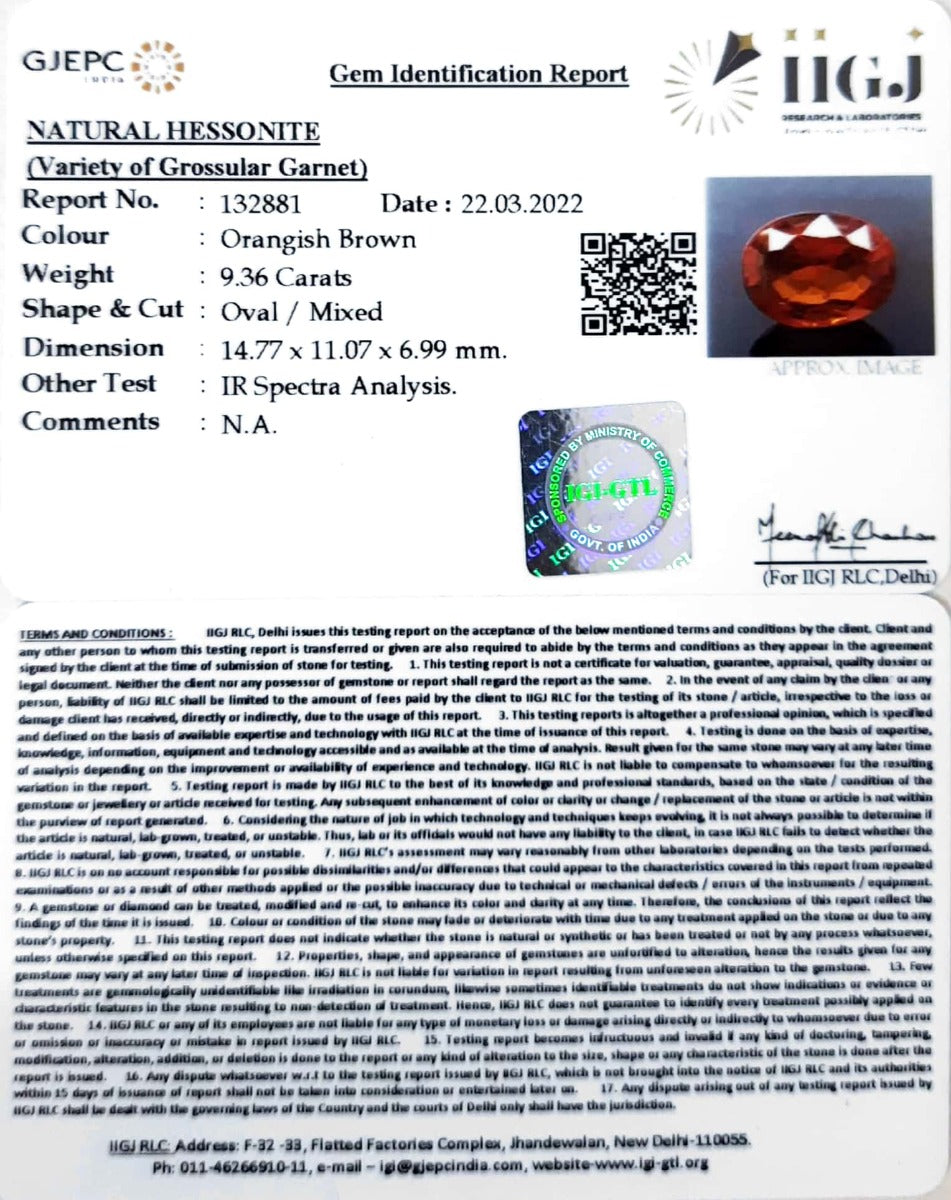 10.38 Ratti Natural Govt. Lab Certified Ceylonese Gomed-(1221)