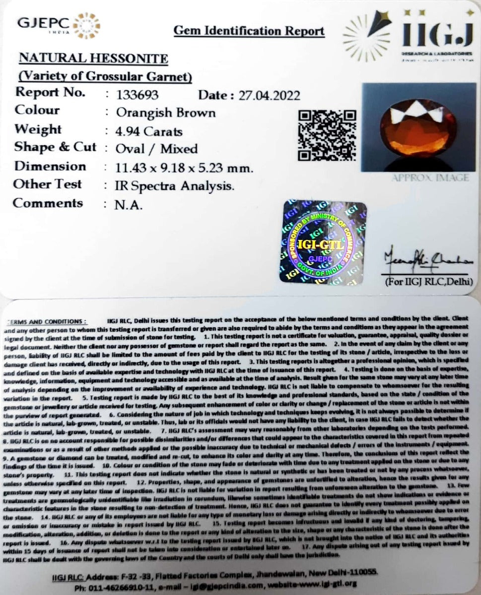 4.94/CT Natural Govt. Lab Certified Ceylonese Gomed-(1221)