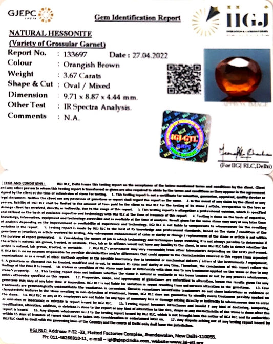 3.67/CT Natural Govt. Lab Certified Ceylonese Gomed-(1221)