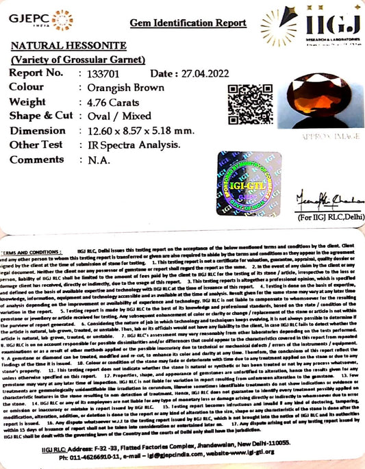 4.76/CT Natural Govt. Lab Certified Ceylonese Gomed-(1221)