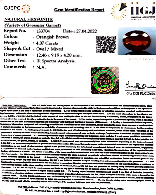 4.07/CT Natural Govt. Lab Certified Ceylonese Gomed-(1221)