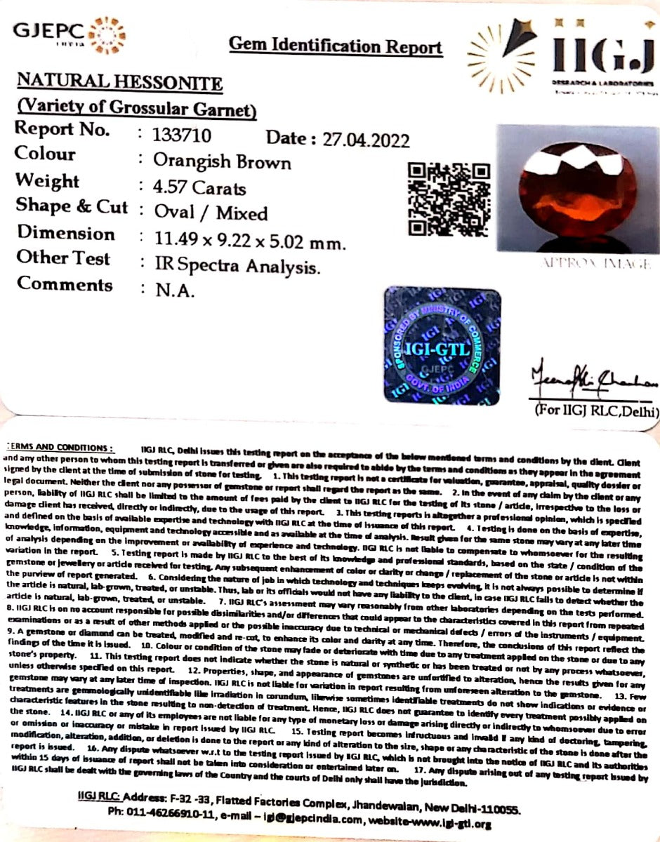 4.57/CT Natural Govt. Lab Certified Ceylonese Gomed-(1221)