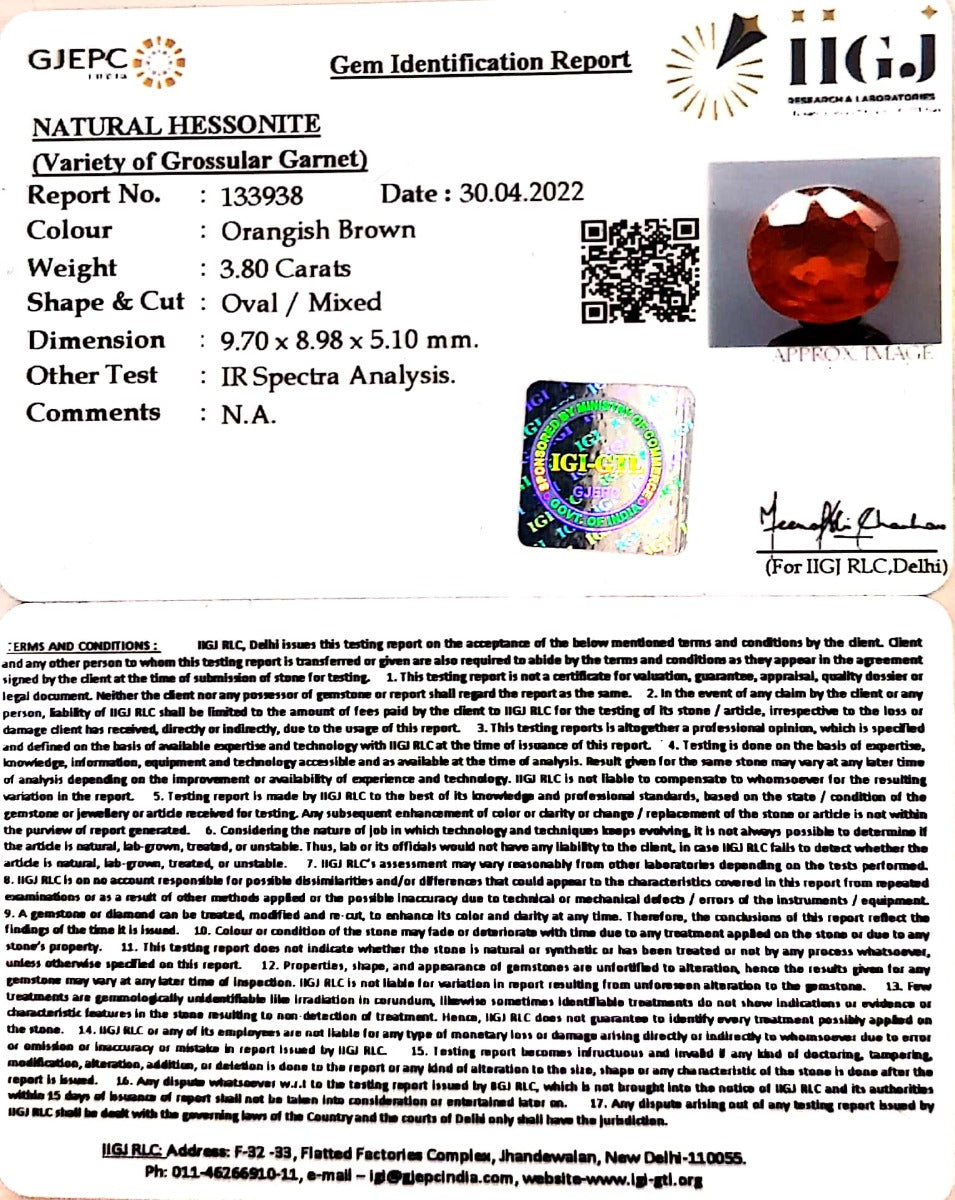 4.21/CT Natural Govt. Lab Certified Ceylonese Gomed-1221