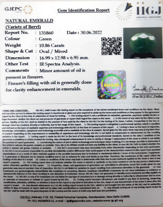 10.86/CT Natural Panna Stone with Govt. Lab Certified-(2331)