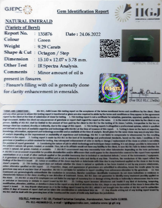 9.29/CT Natural Panna Stone with Govt. Lab Certified-(2331)