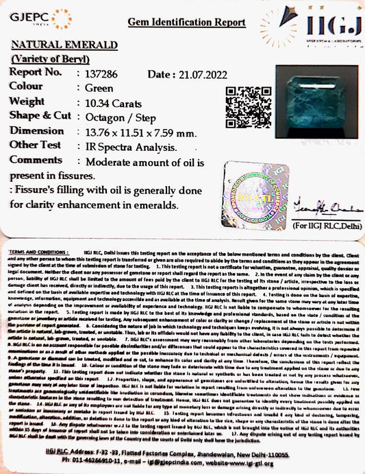 10.34/CT Natural Panna Stone with Govt. Lab Certified-8991