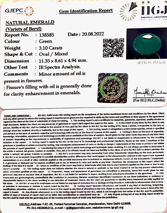 3.10/CT Natural Panna Stone with Govt. Lab Certified-6771