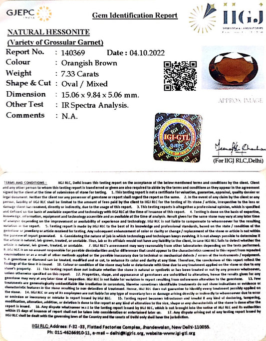 7.33/CT Natural Govt. Lab Certified Ceylonese Gomed-(1221)