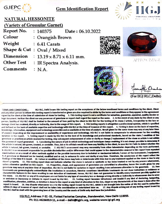 6.41/CT Natural Govt. Lab Certified Ceylonese Gomed-(1221)