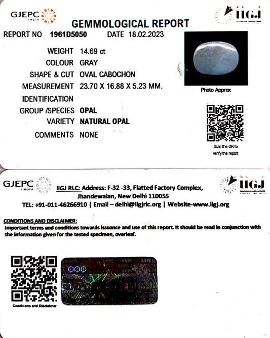 14.69/CT Natural Opal with Govt. Lab Certificate (2331)