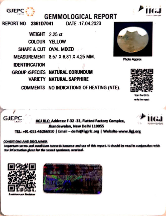 2.25/CT Natural Ceylonese Pukhraj with Govt Lab Certificate-4551