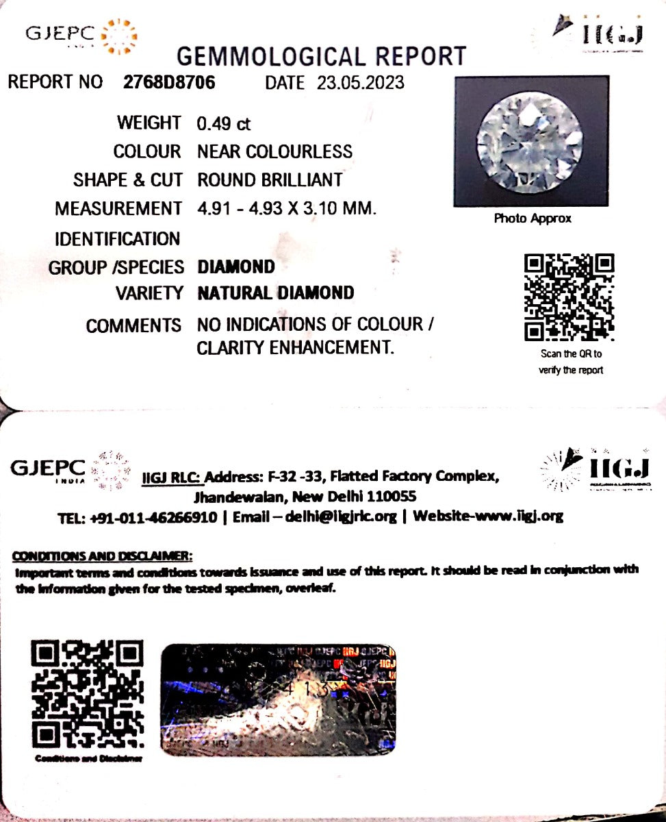 0.49/Cents Natural Diamond With Govt. Lab Certificate (120000)