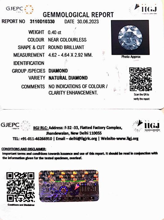 0.40/Cents Natural Diamond with Govt. Lab Certificate (120000)