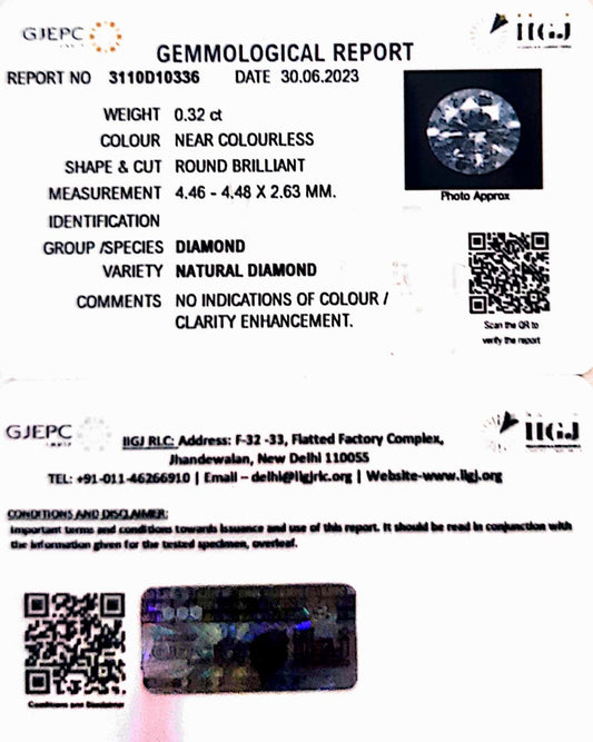 0.32/Cents Natural Diamond with Govt. Lab Certificate (120000)