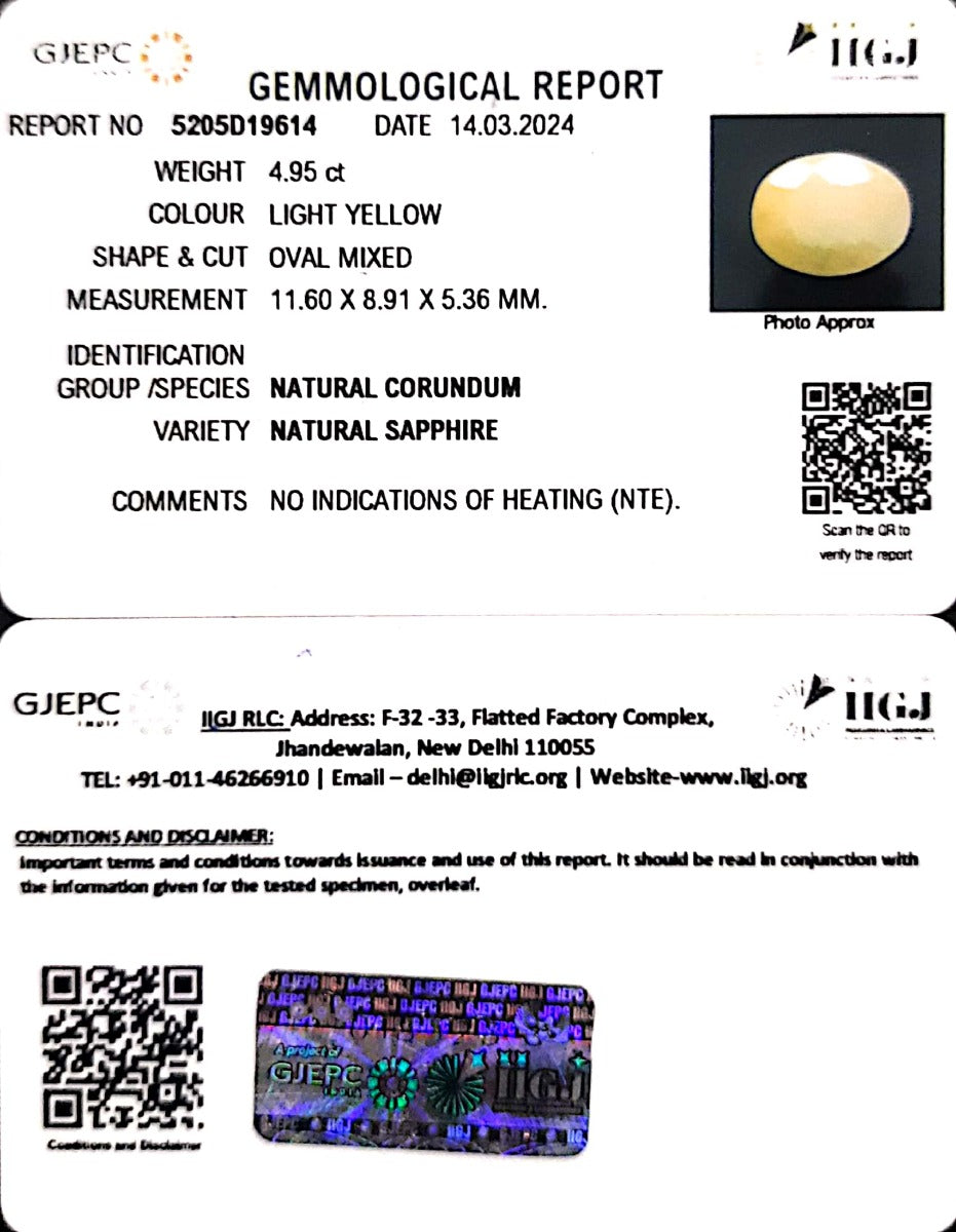 4.95/CT Natural Ceylonese Pukhraj with Govt Lab Certificate-4551