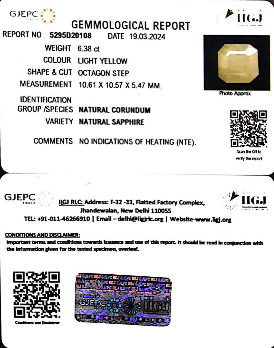 6.38/CT Natural Ceylonese Pukhraj with Govt Lab Certificate-4551