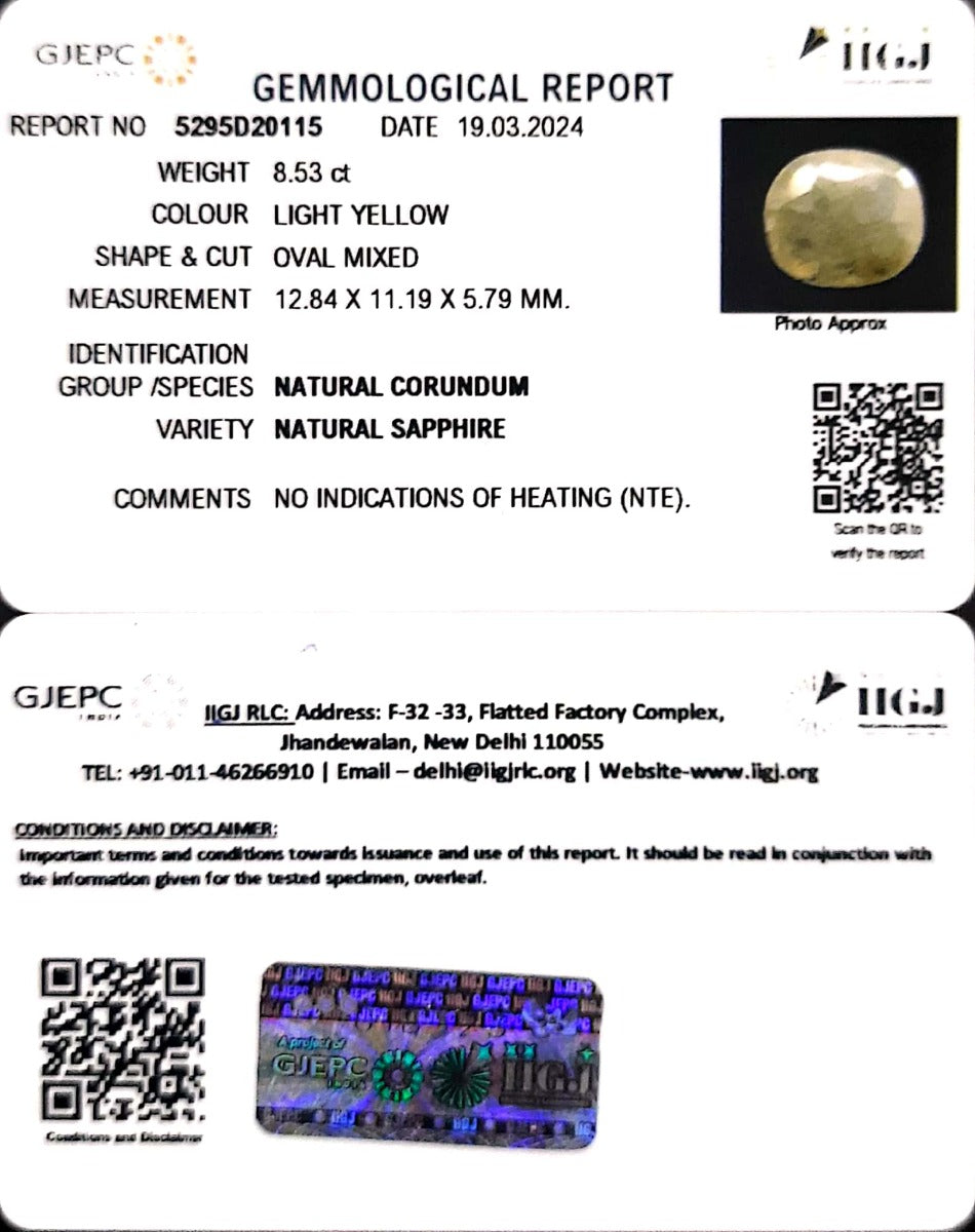 8.53/CT Natural Ceylonese Pukhraj with Govt Lab Certificate-4551