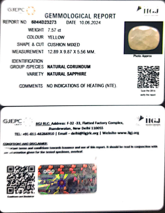 7.57/CT Natural Ceylonese Pukhraj with Govt Lab Certificate-6771