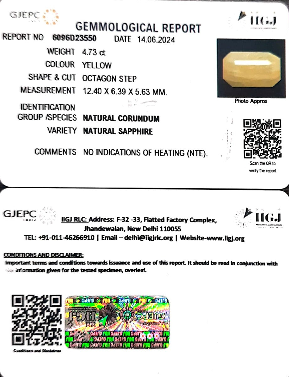 4.73/CT Natural Ceylonese Pukhraj with Govt Lab Certificate-4551