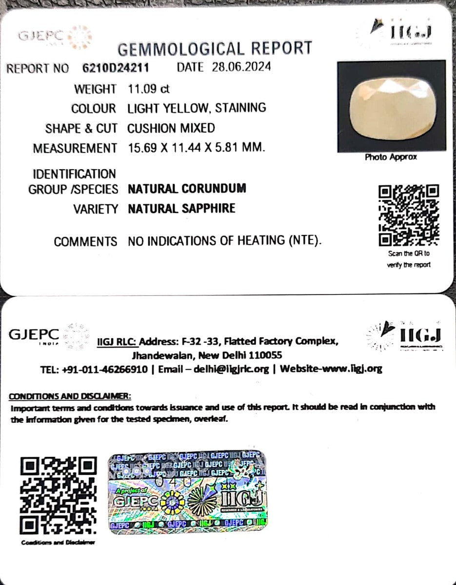 11.09/CT Natural Ceylonese Pukhraj with Govt Lab Certificate-2331