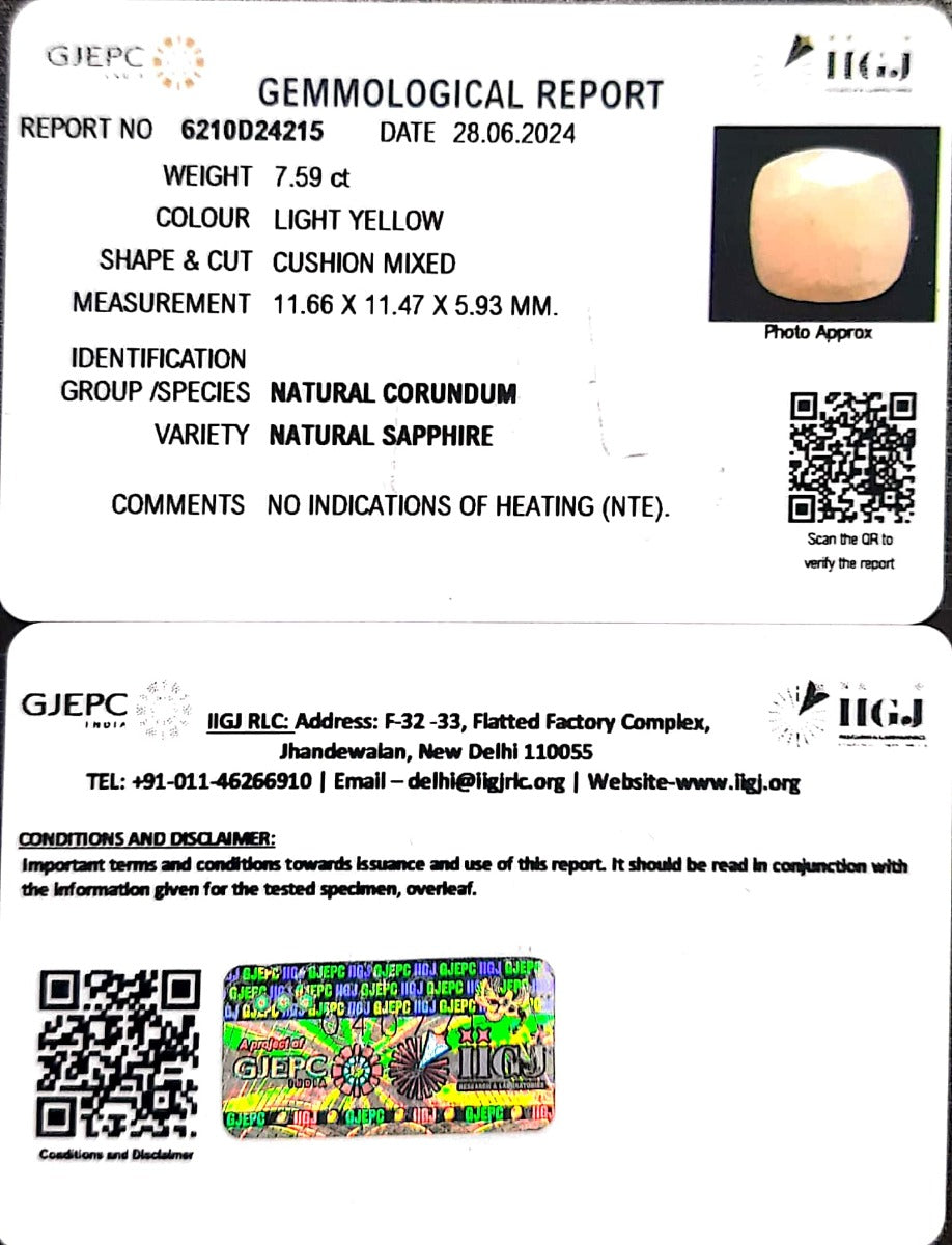 7.59/CT Natural Ceylonese Pukhraj with Govt Lab Certificate-2331