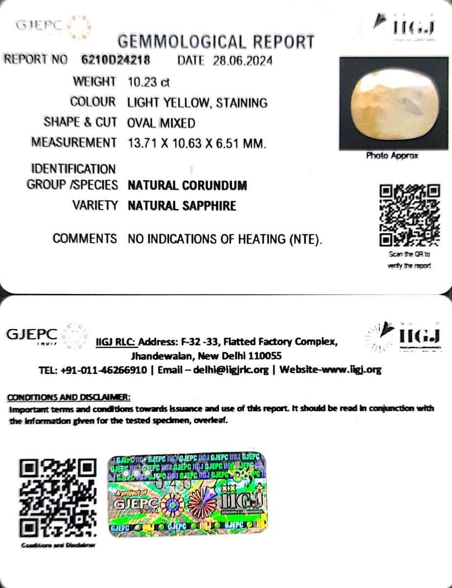 10.23/CT Natural Ceylonese Pukhraj with Govt Lab Certificate-6771