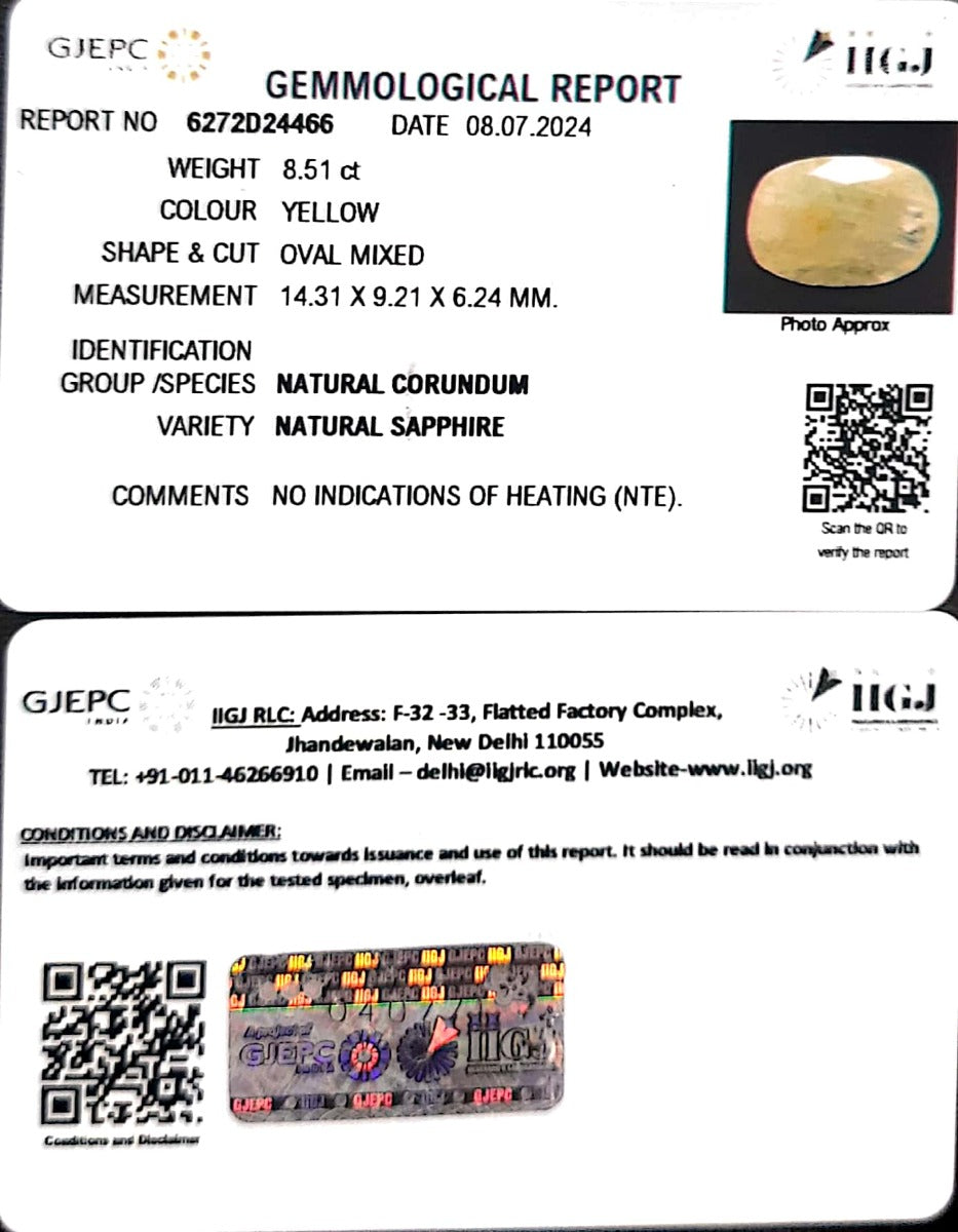 8.51/CT Natural Ceylonese Pukhraj with Govt Lab Certificate-4551