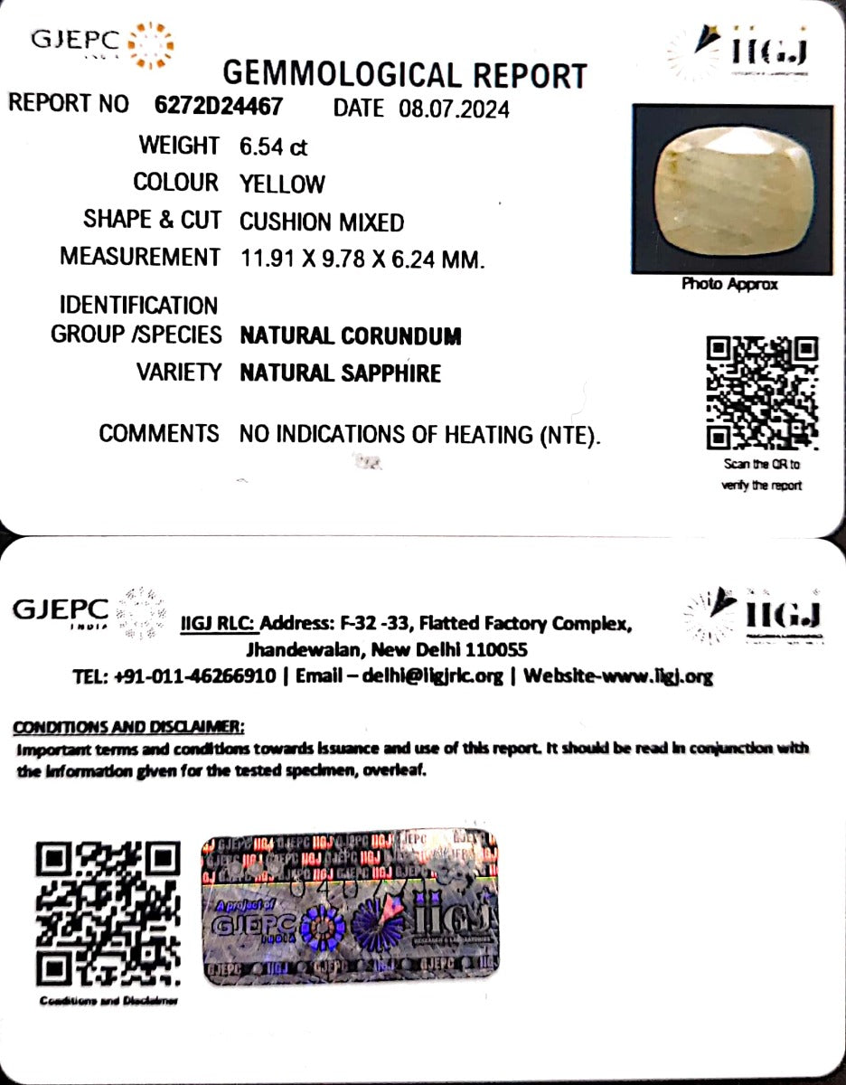 6.54/CT Natural Ceylonese Pukhraj with Govt Lab Certificate-4551