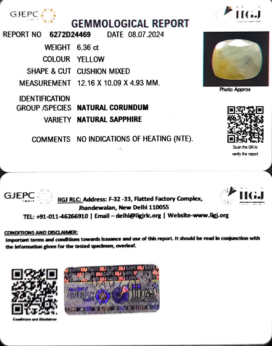 6.36/CT Natural Ceylonese Pukhraj with Govt Lab Certificate-4551