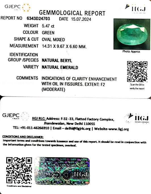 5.47/CT Natural Panna Stone with Govt. Lab Certificate-6771