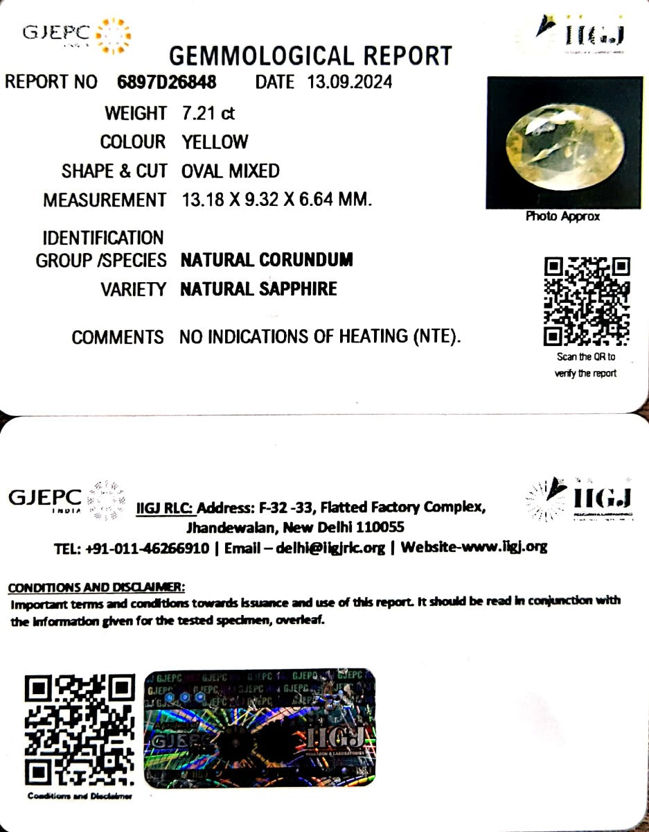 7.21/CT Natural Ceylonese Pukhraj with Govt Lab Certificate-23310