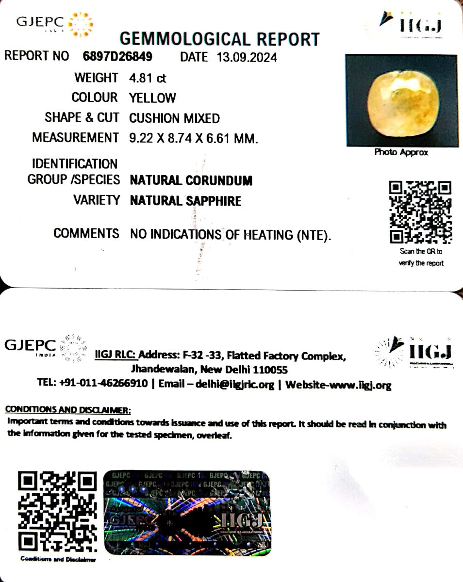 4.81/CT Natural Ceylonese Pukhraj with Govt Lab Certificate-6771