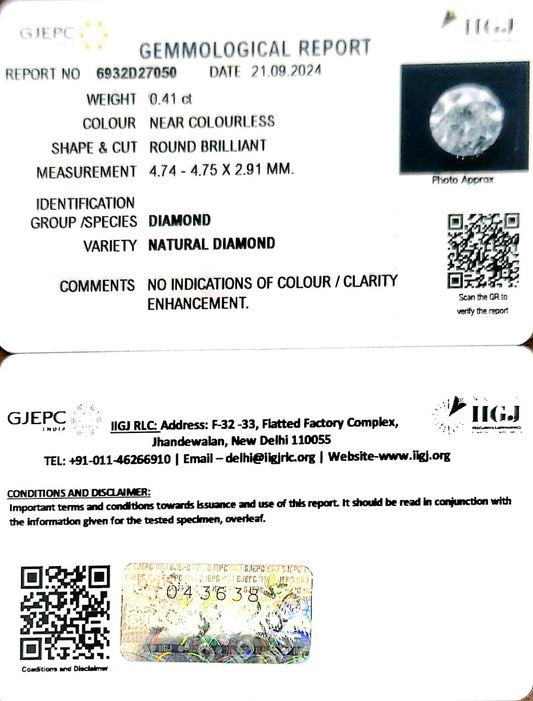 0.41/Cents Natural Diamond with Govt. Lab Certificate-120000