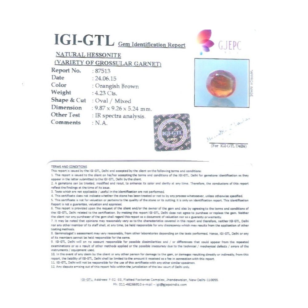 4.70 Ratti Natural Govt. Lab Certified Ceylonese Gomed-(1100)