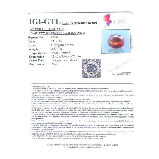 5.02 Ratti Natural Govt. Lab Certified Ceylonese Gomed-(1100)