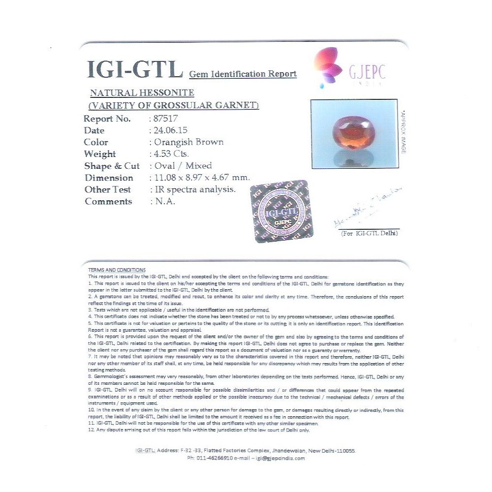 5.03 Ratti Natural Govt. Lab Certified Ceylonese Gomed-(1100)