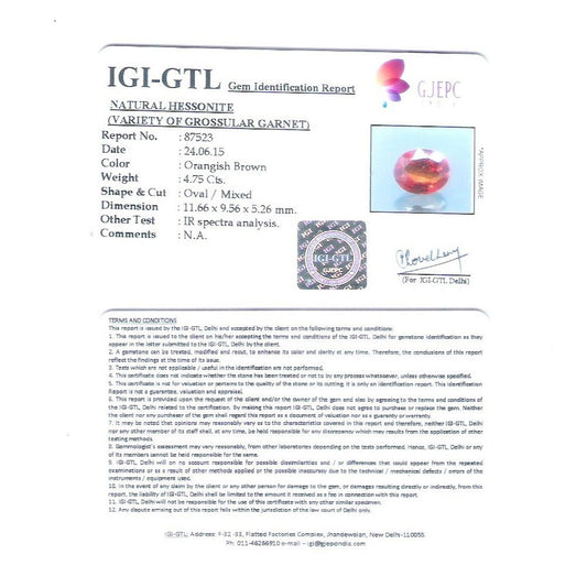 5.28 Ratti Natural Govt. Lab Certified Ceylonese Gomed-(2100)