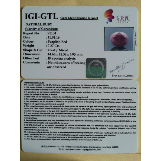 8.08 Ratti Natural Indian Ruby with Govt. Lab Certificate-(1221)