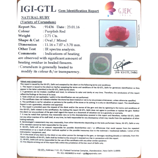 3.01 Ratti natural Indian ruby with Govt. Lab Certificate-(1221)