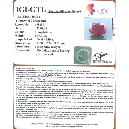 3.03 Ratti Natural Mozambique Ruby with Govt. Lab Certificate-(12210)