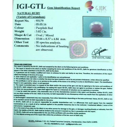 4.24  Ratti Natural Mozambique Ruby with Govt. Lab Certificate-(7881)