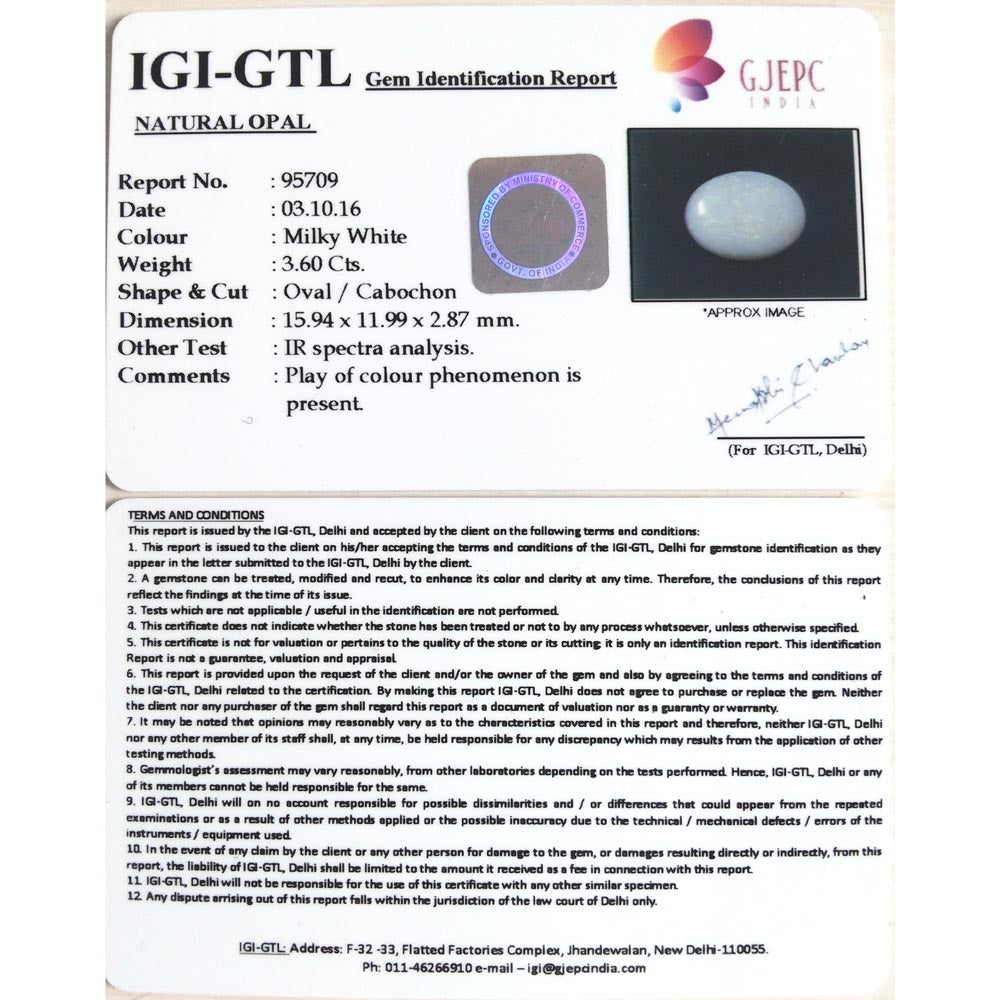 4.00 Ratti  Natural Opal with Govt. Lab Certificate