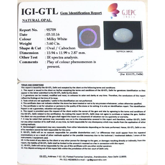 4.00 Ratti  Natural Opal with Govt. Lab Certificate