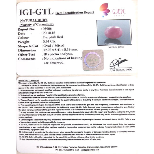 6.23 Ratti Natural New Burma Ruby with Govt. Lab Certificate-(3441)