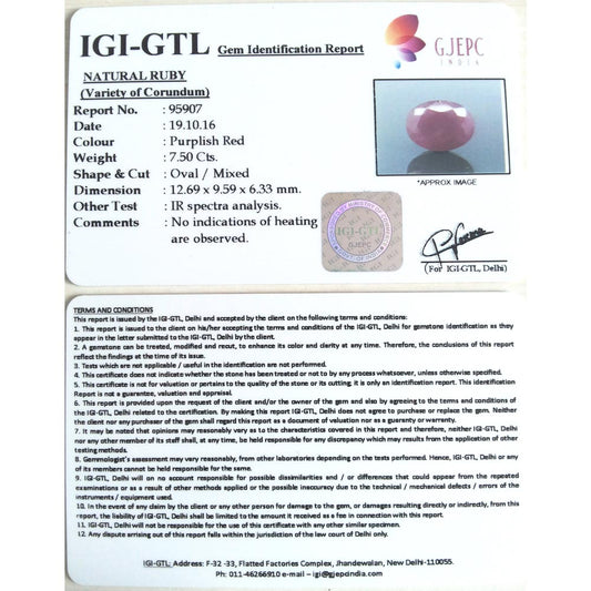 8.33 Ratti Natural New Burma Ruby with Govt. Lab Certificate-(3100)