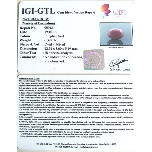 7.10 Ratti Natural New Burma Ruby with Govt. Lab Certificate-(2331)